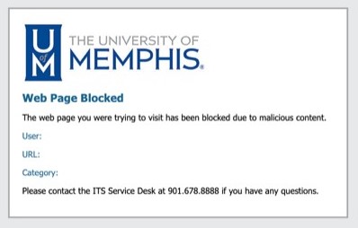 Example of web page blocked message