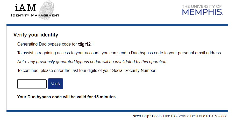 iAM passcode generation identity verification screen