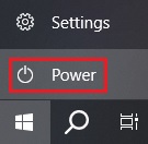 Windows 10 Power button highlighted in red