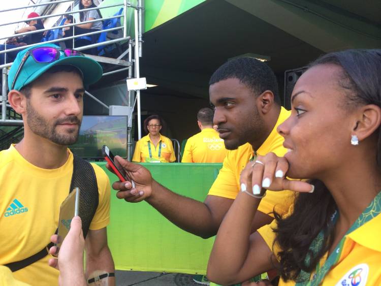 UofM journalism student Catrell Maclin and Kendra Douglas of the University of North Carolina interview Australian archer Taylor Worth this past summer while covering the Olympics in Brazil. 