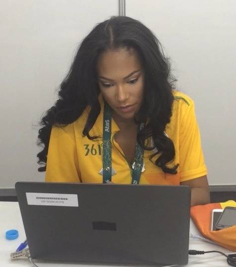 UofM journalism student Sydney Neely works on an article as a reporter for the Olympic News Service this past summer in Brazil. 