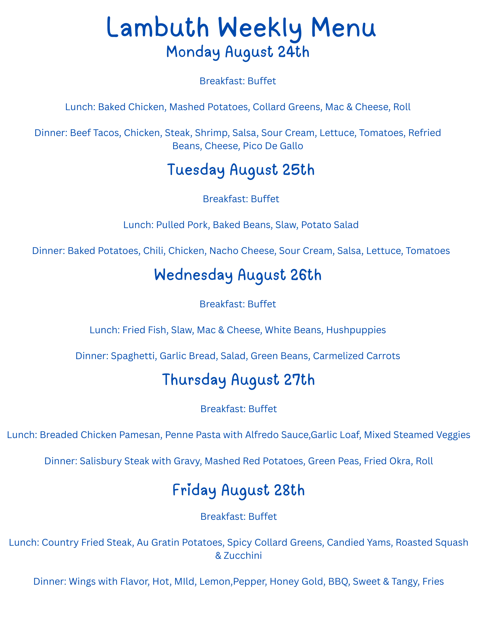 Lambuth Weekly Menu Lambuth menu - Week 1
