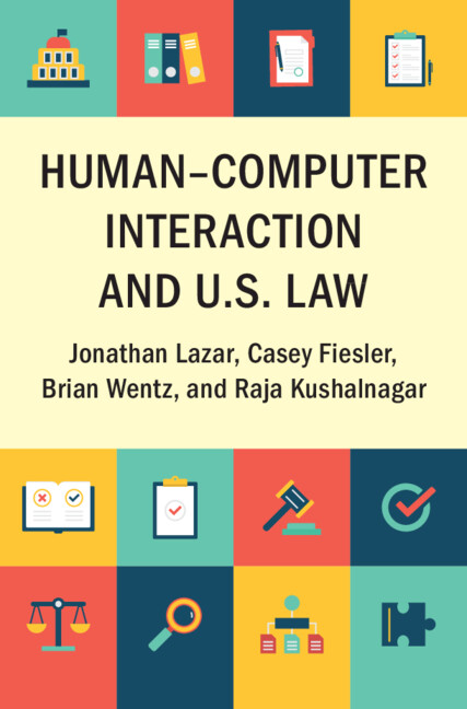 brightly colored squares with icons depicting various ways of human-computer interaction with law