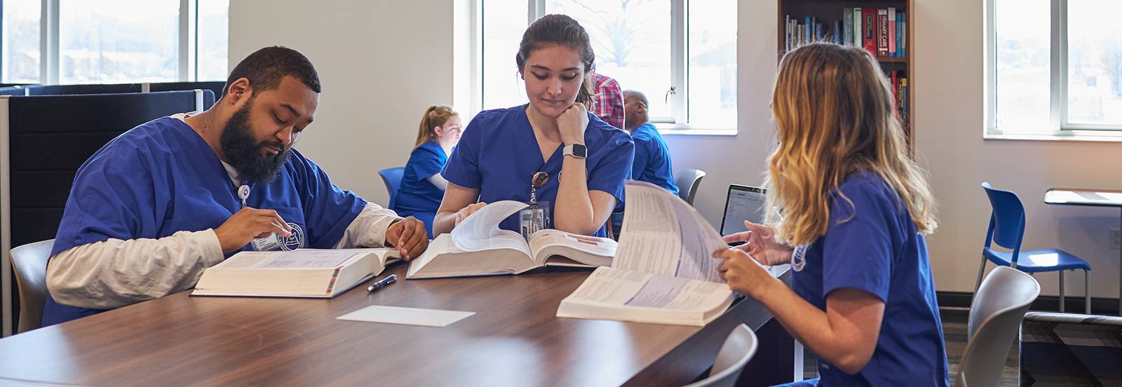 nursing students studying in group