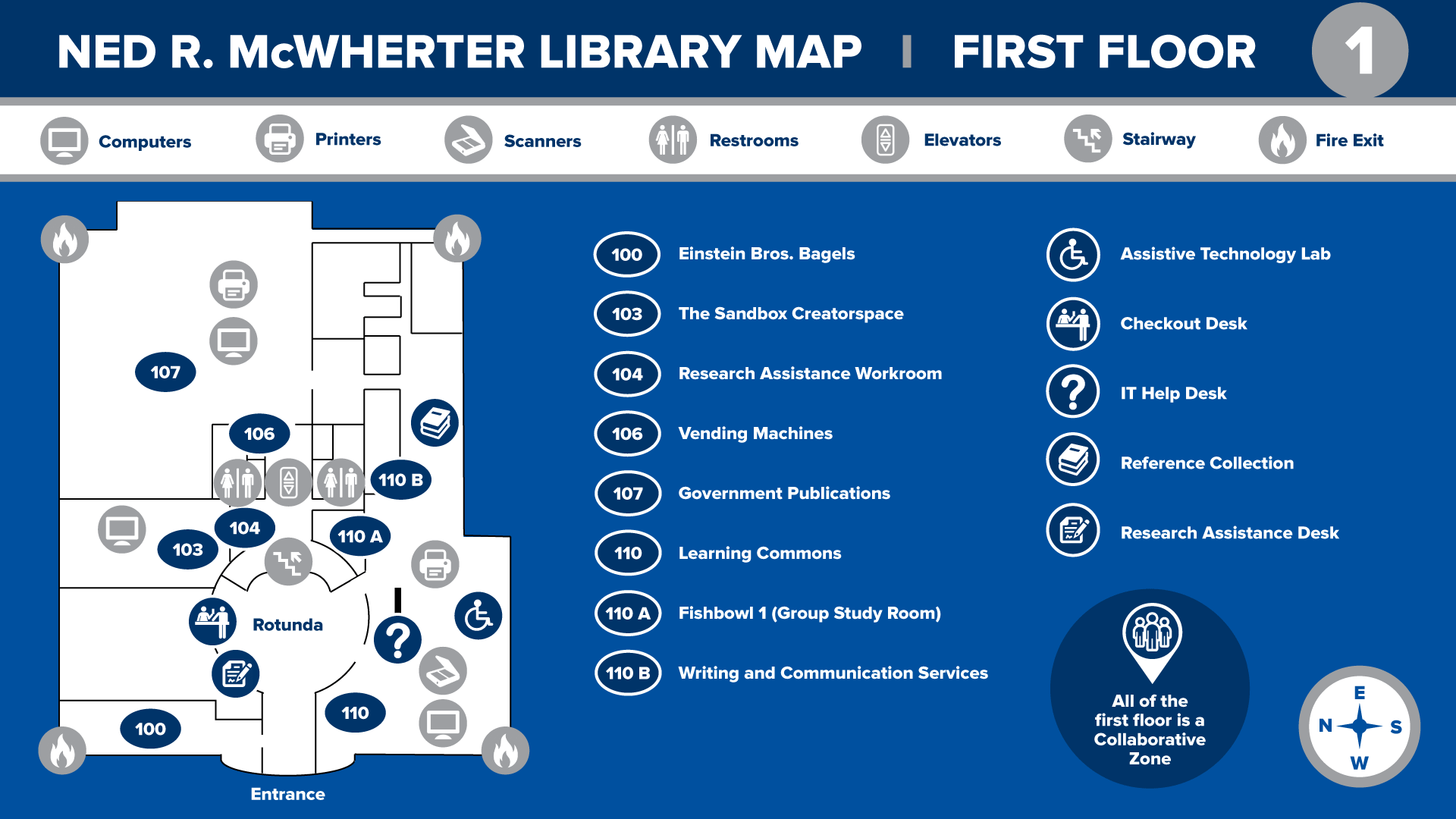 McWherter Library Map, Floor 1