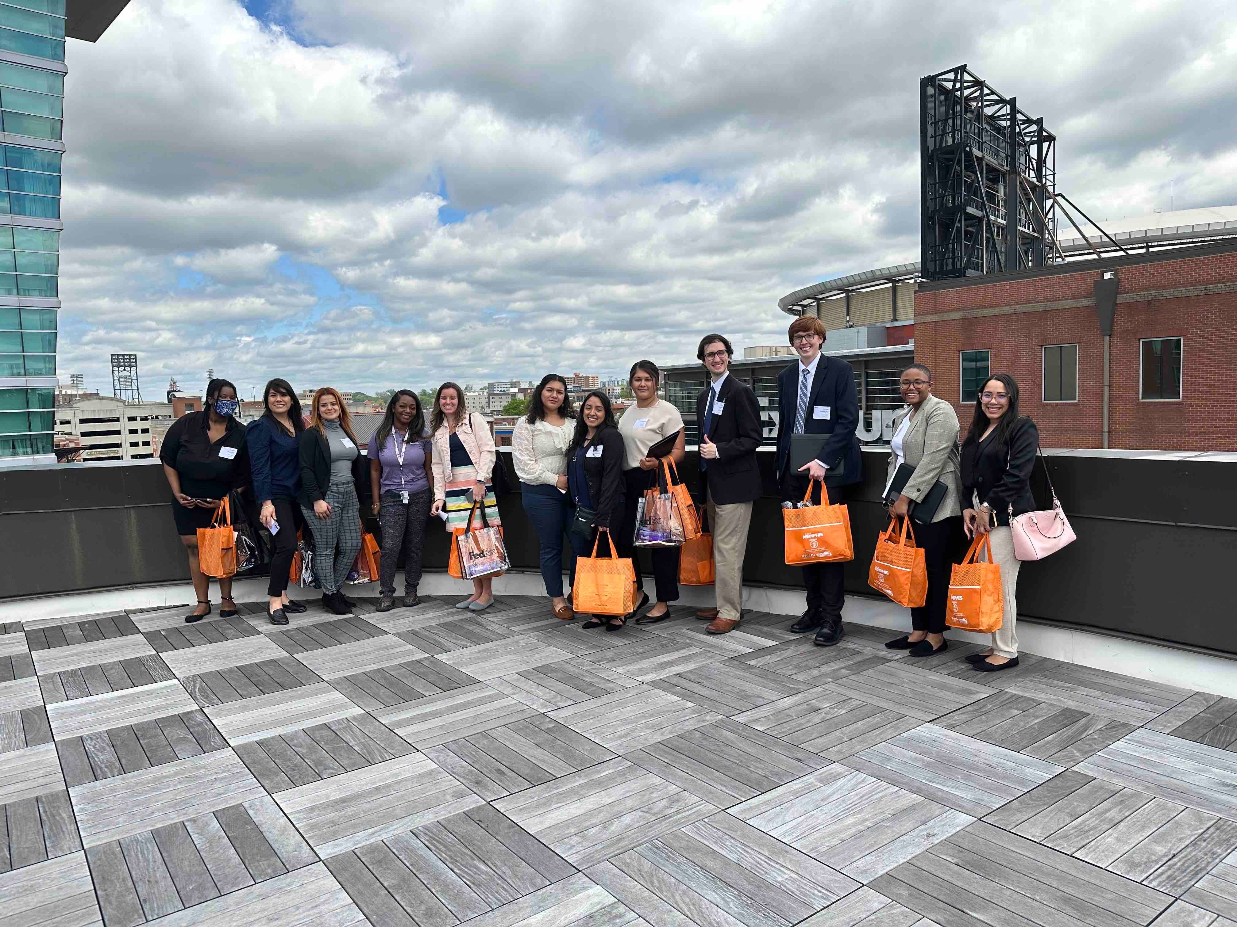 SHRM student members on the FedEx Logistics facility rooftop!