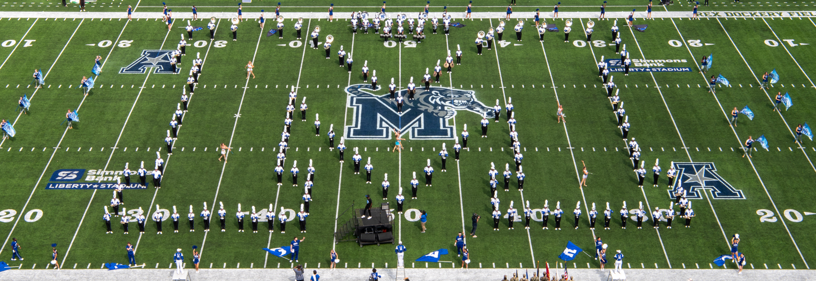 UofM band in formation.