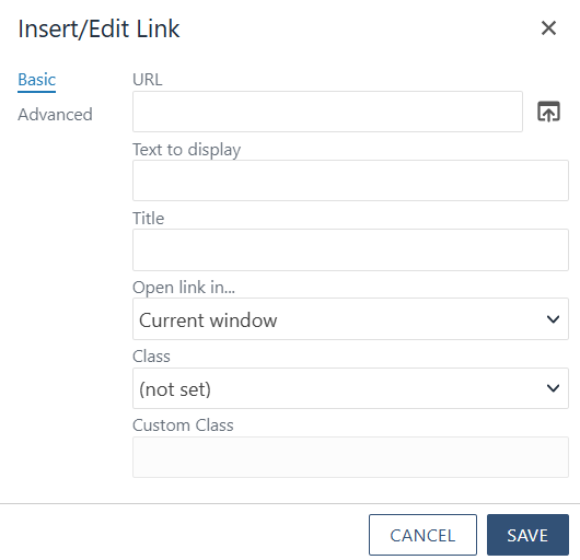 Insert/Edit Link Form