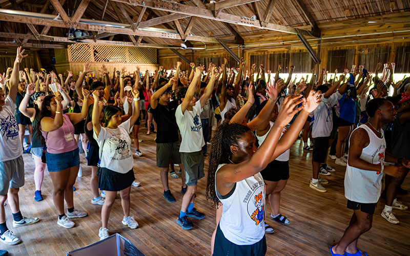 Students dancing at Frosh Camp