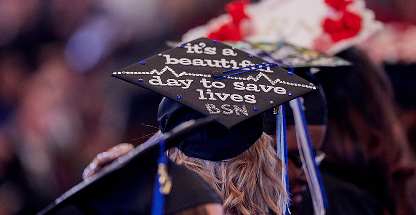 "It's a beatiful day to save lives." grad cap