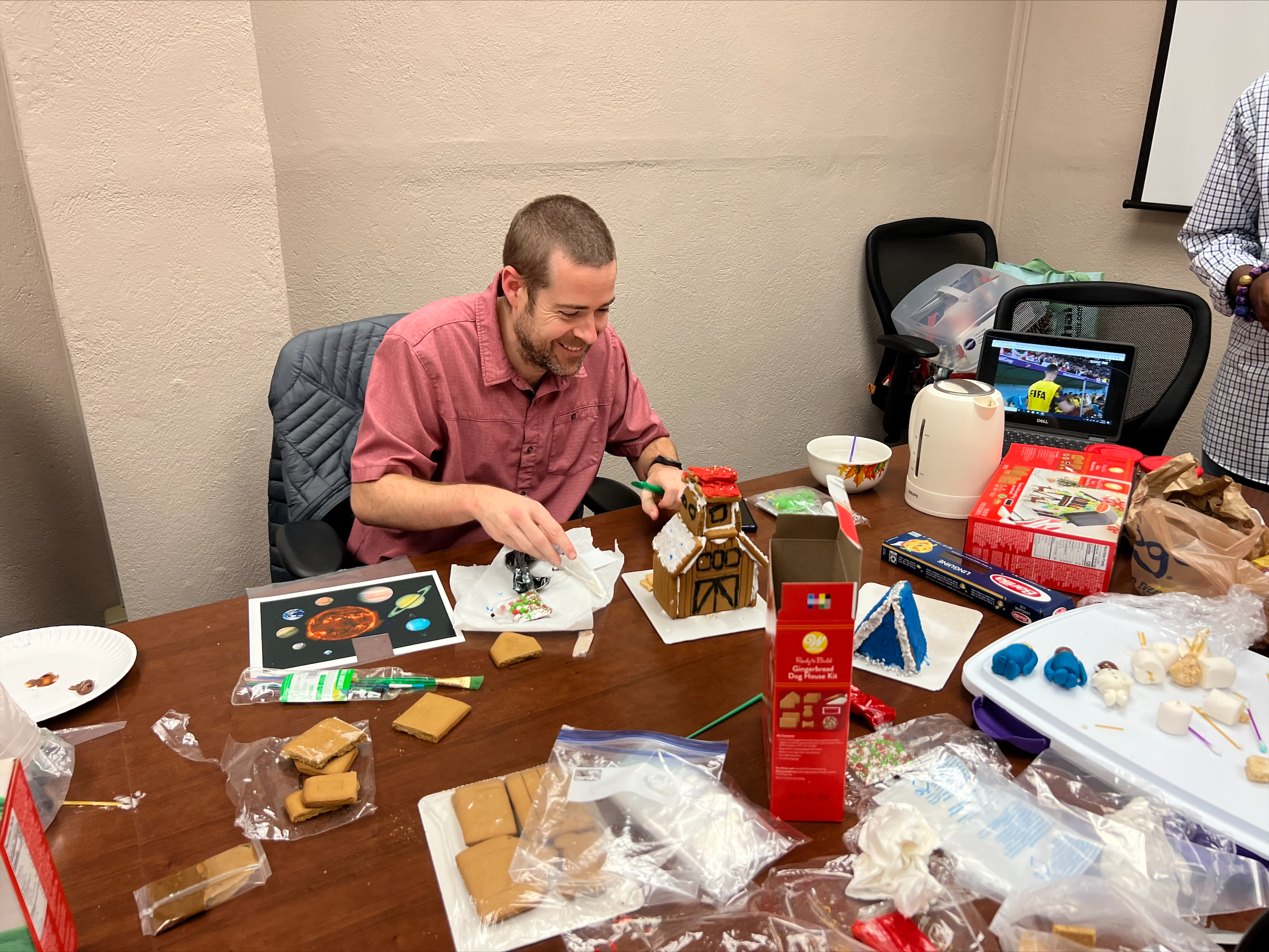 Dr. Shawn Pollard working on Artemis Gingerbread project.