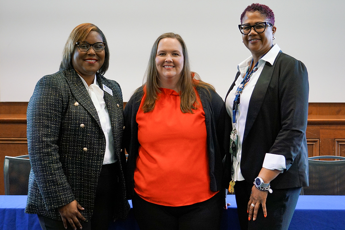 (L-R) Elatris Estell BA, MSL, MBA, Medical Reserve Corps Manager for Emergency Preparedness at SCHD; Julie Schuman, Regional Epidemiologist, SCHD; and Fedoria Rugless, PhD, CCRP, Senior Project Director, Center for PH-IDEAS, UofM SPH