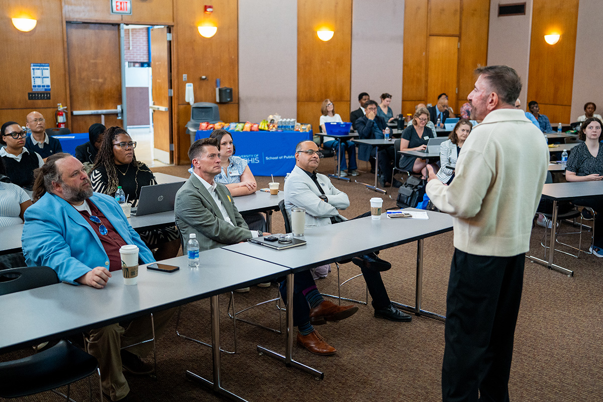 Dr. Perry N. Halkitis and audience