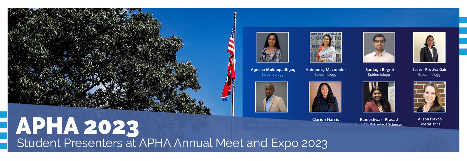 Collage of headshots of student presenters at APHA annual meet and Expo 2023
