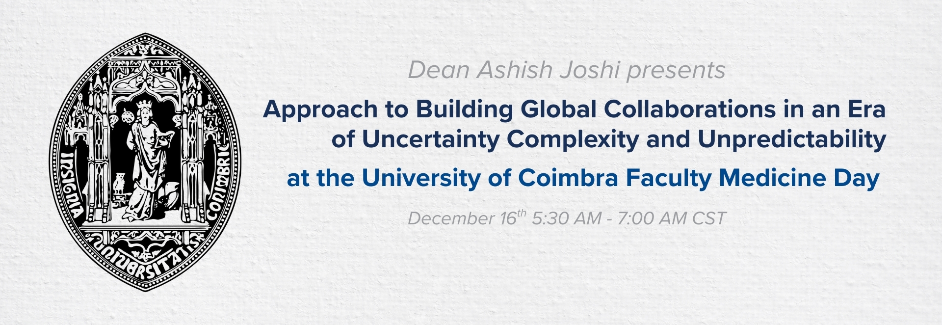 Logo of University of Coimbra Faculty Medicine Day - Dec 16, 2025 (5:30 - 7 PM CST) 
