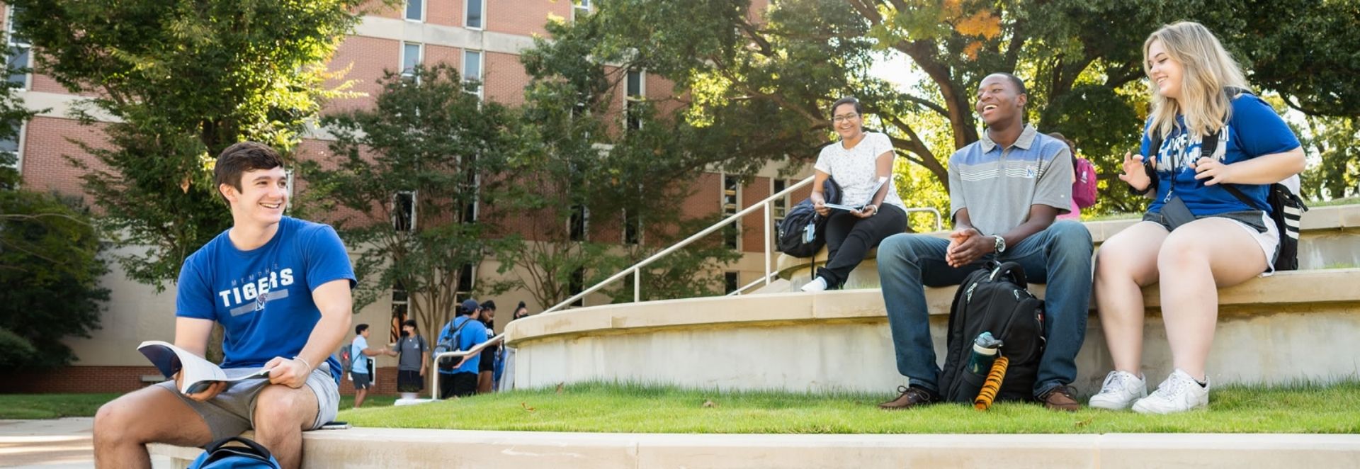 Students sitting and talking outdoor