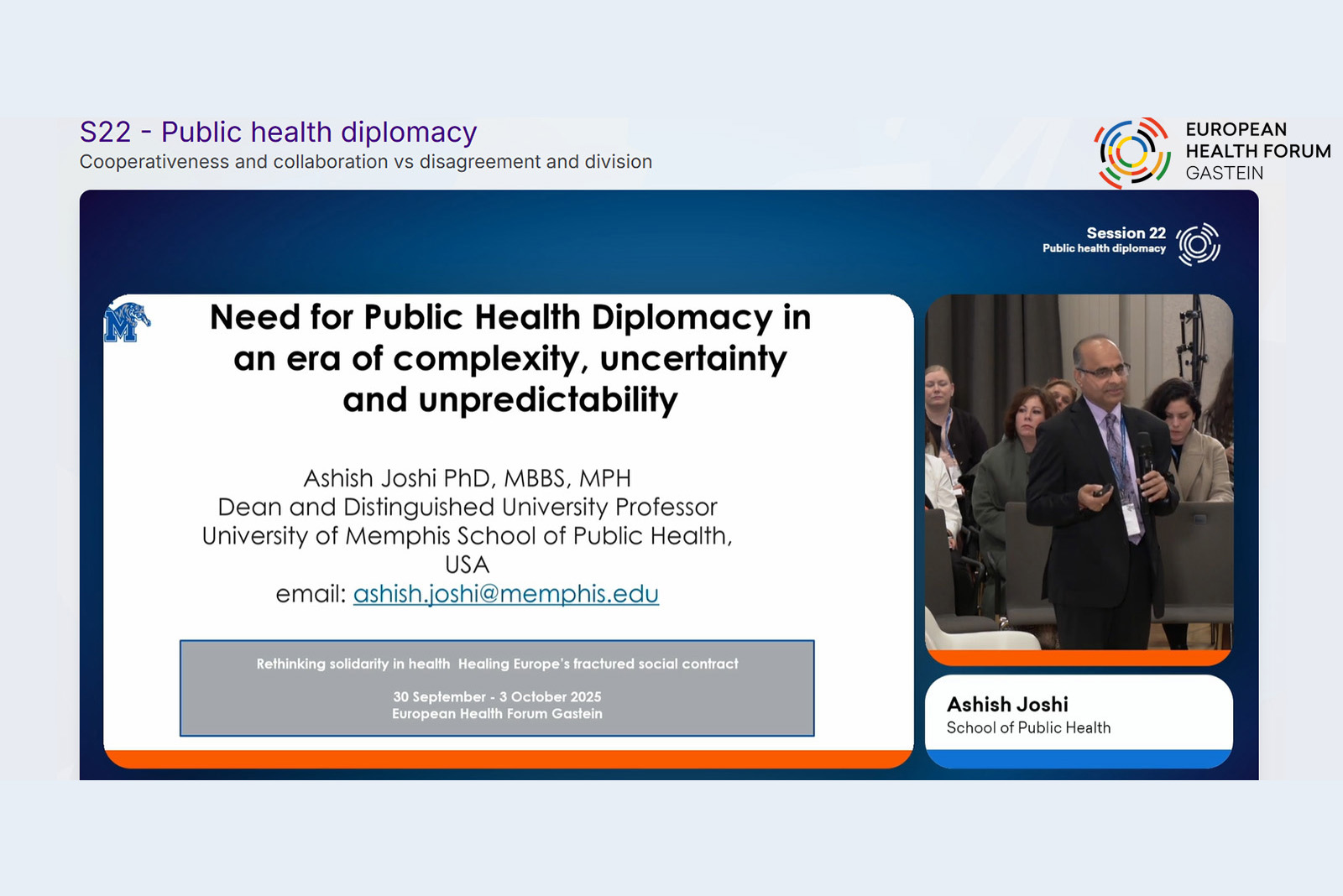 SPH Dean Joshi at EHFG 2025 Conference