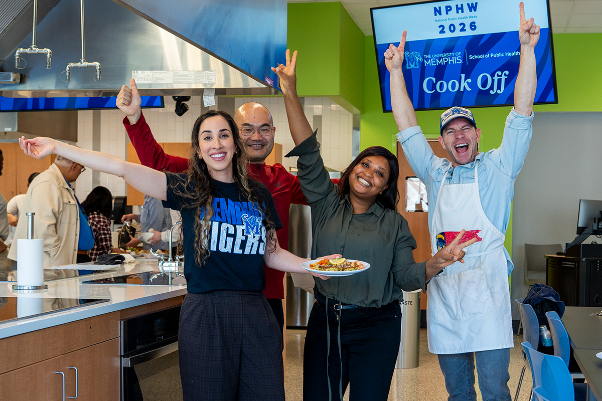 SPH Cook Off winning team: (R-L) Dr. Cameron Bigler, Omolola Oladeji, Xianqiang Fu, Diyala Abdlrasul 