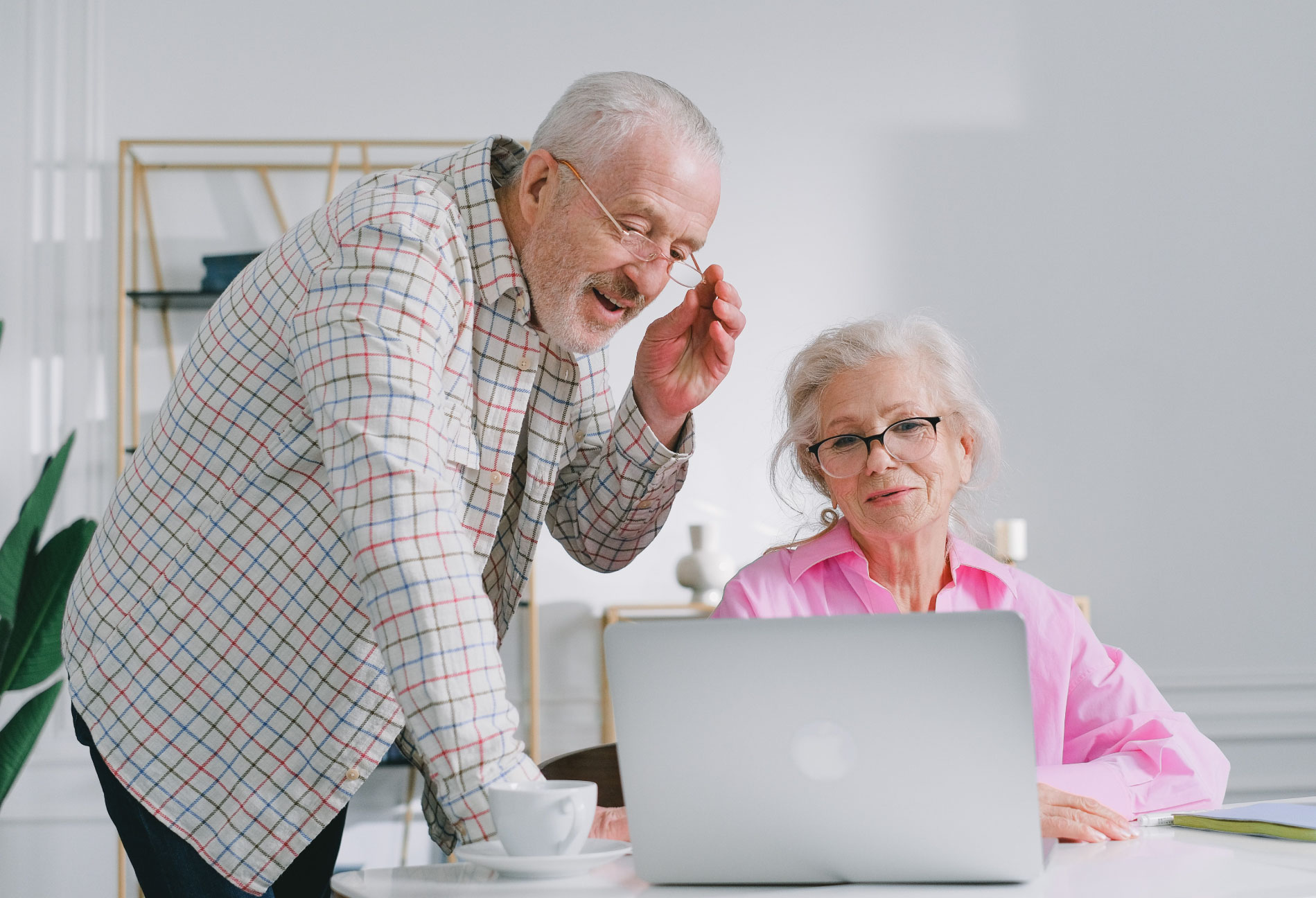 Older couple using computer