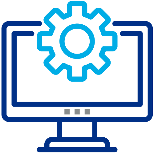 computer with gear icon