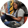 girl in library