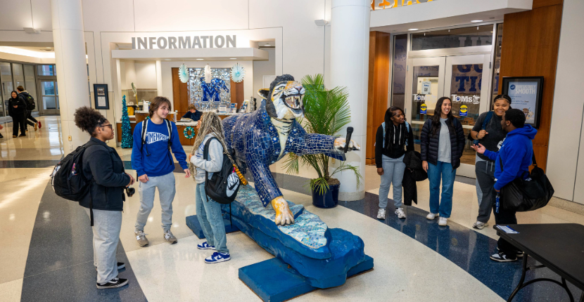 students socializing in the UC atrium