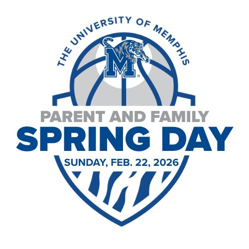 the 2026 Parent and Family spring day, blue circle shield and basketball