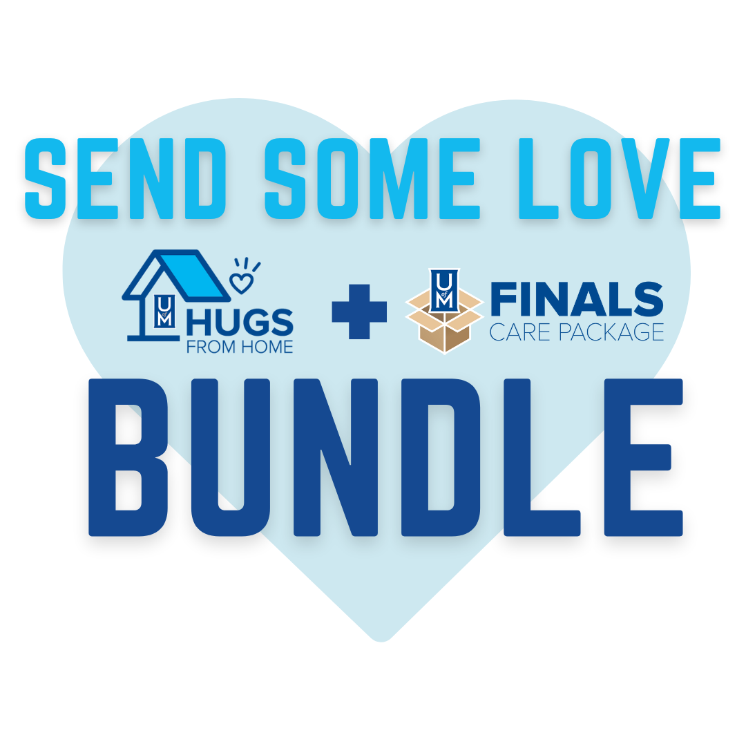 send some love bundle (blue heart with hugs from home log and finals care package logo)
