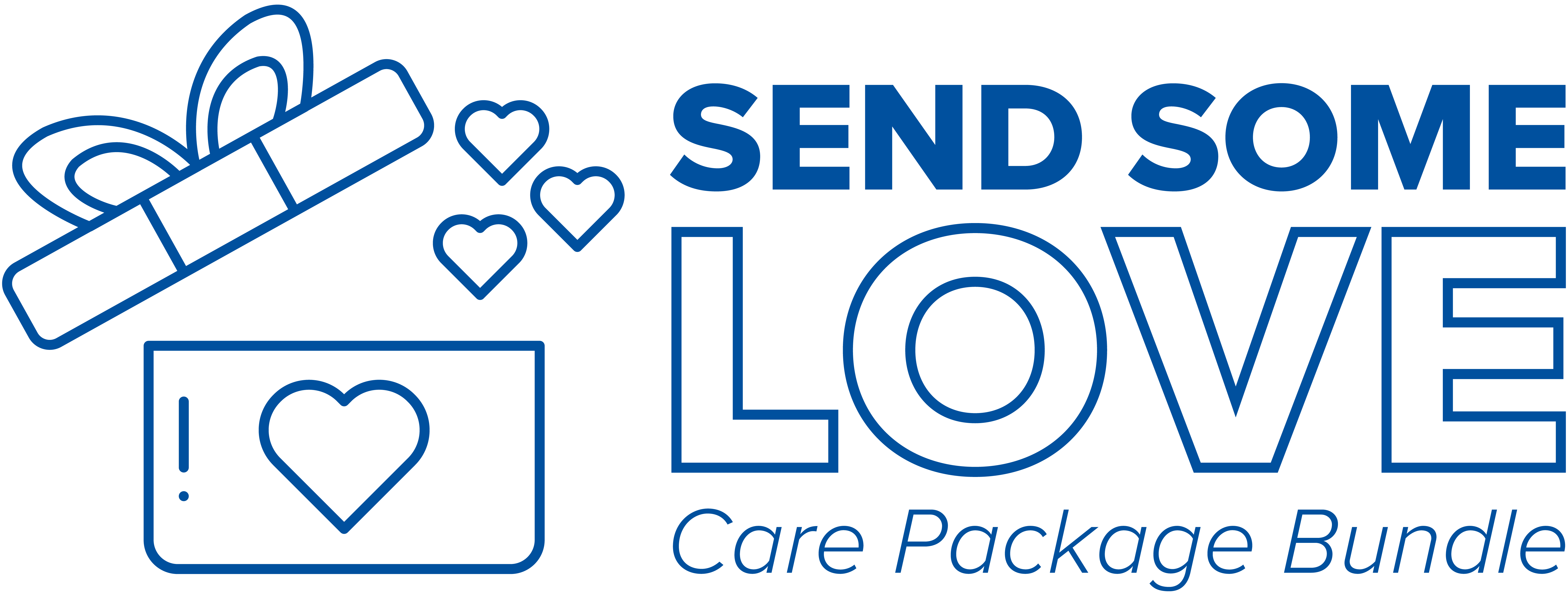 send some love bundle (blue heart with hugs from home log and finals care package logo)