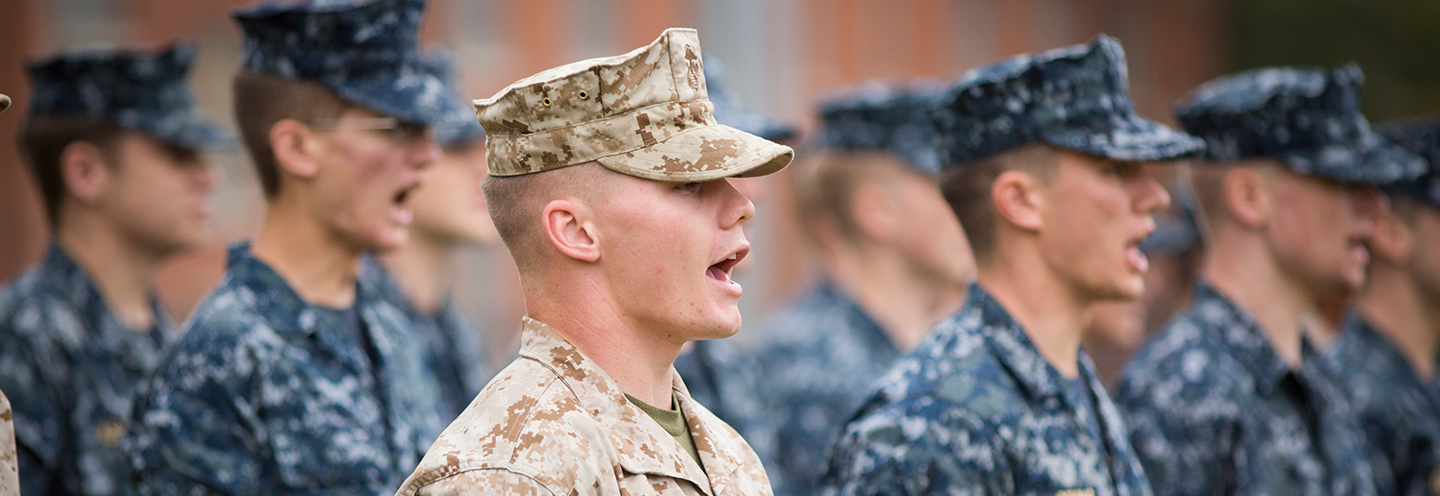 ROTC students lined up during a drill