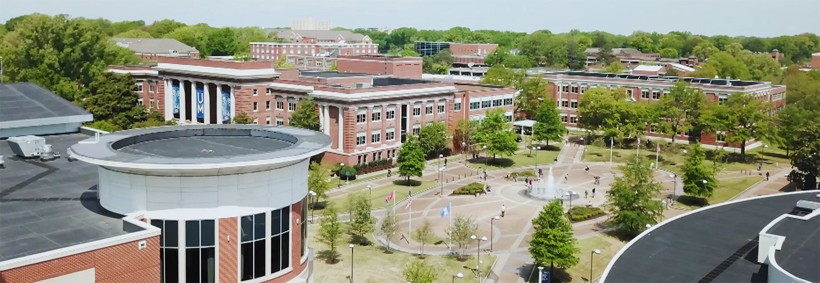 Aerial View of UofM Fountain Plaza