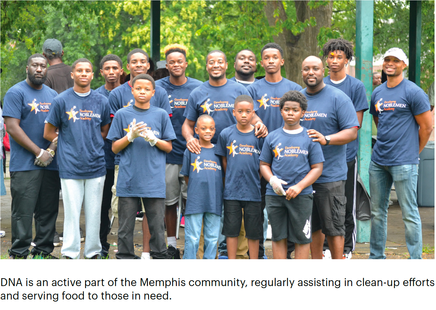 Group Photo | DNA is an active part of the Memphis community, regularly assisting in clean-up efforts and serving food to those in need.