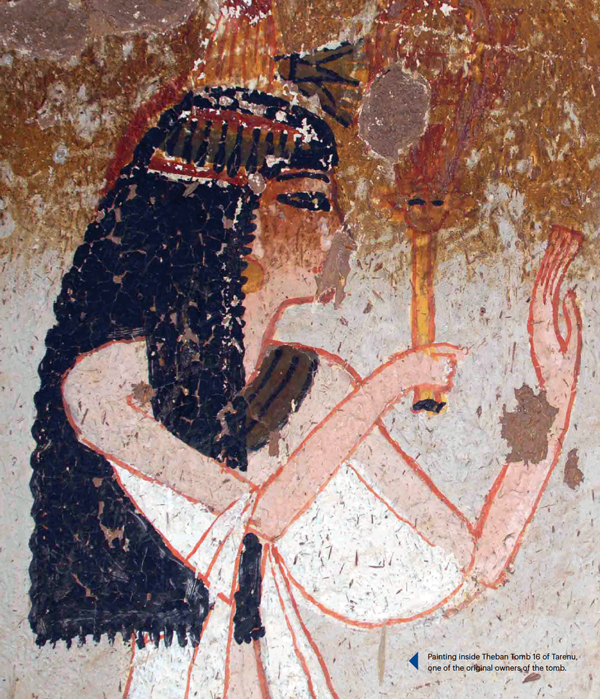 Painting inside Theban Tomb 16 of Tarenu, one of the original owners of the tomb.