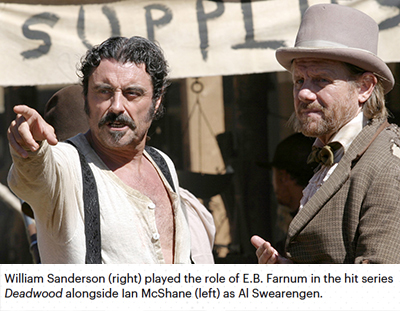 William Sanderson (right) played the role of E.B. Farnum in the hit series Deadwood alongside Ian McShane (left) as Al Swearengen.