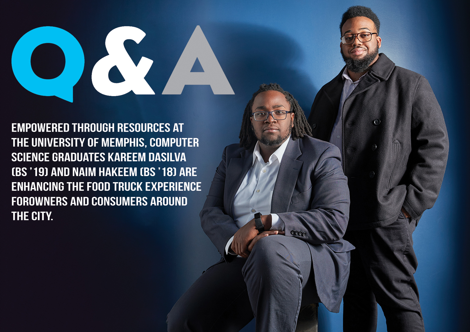 Q & A | Empowered through resources at the University of Memphis, computer science graduates Kareem Dasilva (BS ’19) and Naim Hakeem (BS ’18) are enhancing the food truck experience for owners and consumers around the city. (photo of Naim Hakeem and Kareem Dasilva)