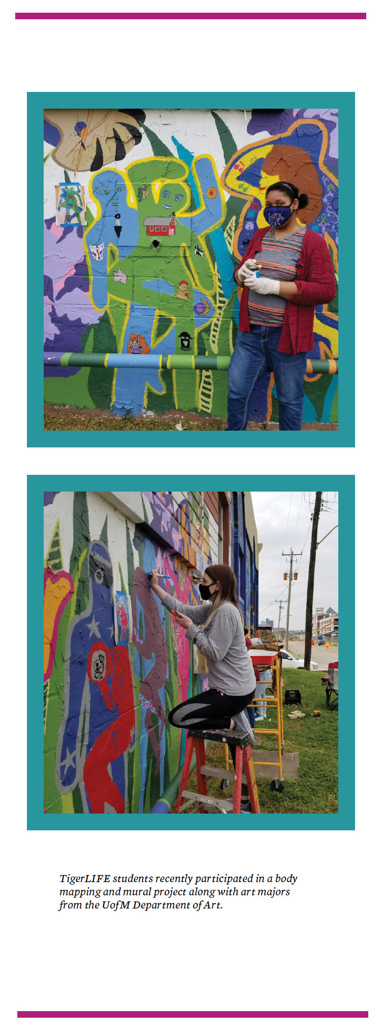 TigerLIFE students recently participated in a body mapping and mural project along with art majors from the UofM Department of Art.