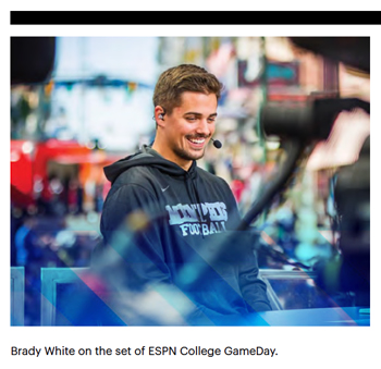 Brady White on the set of ESPN College GameDay.