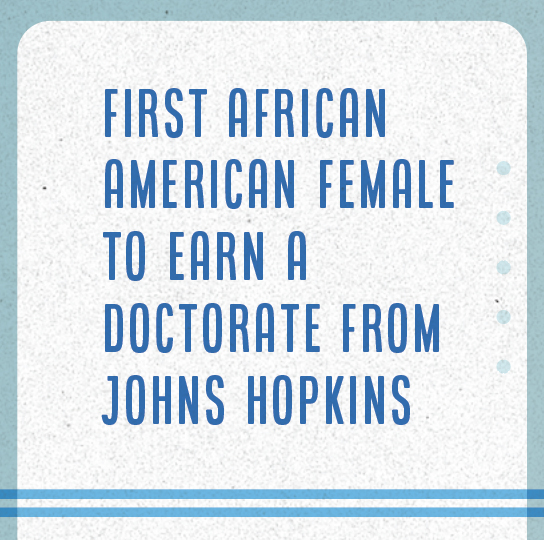 first African American female to earn a doctorate from Johns Hopkins