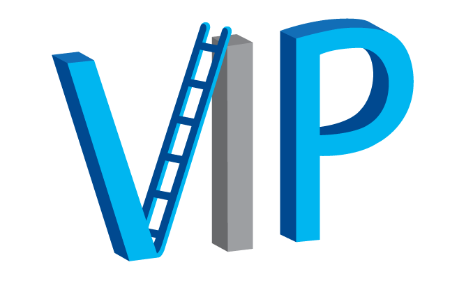 VIP Logo. alternative description (VIP logo containing University of Memphis colors.)
